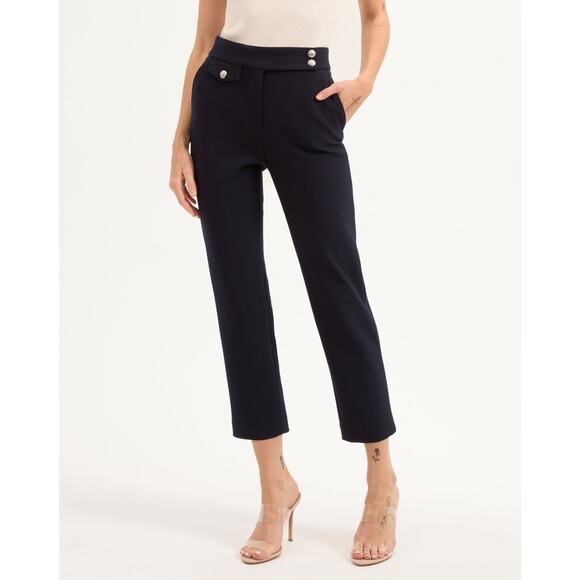 Veronica Beard Renzo Slim-Leg Pant Cropped Black And Silver 16 Work Wear - Picture 1 of 6
